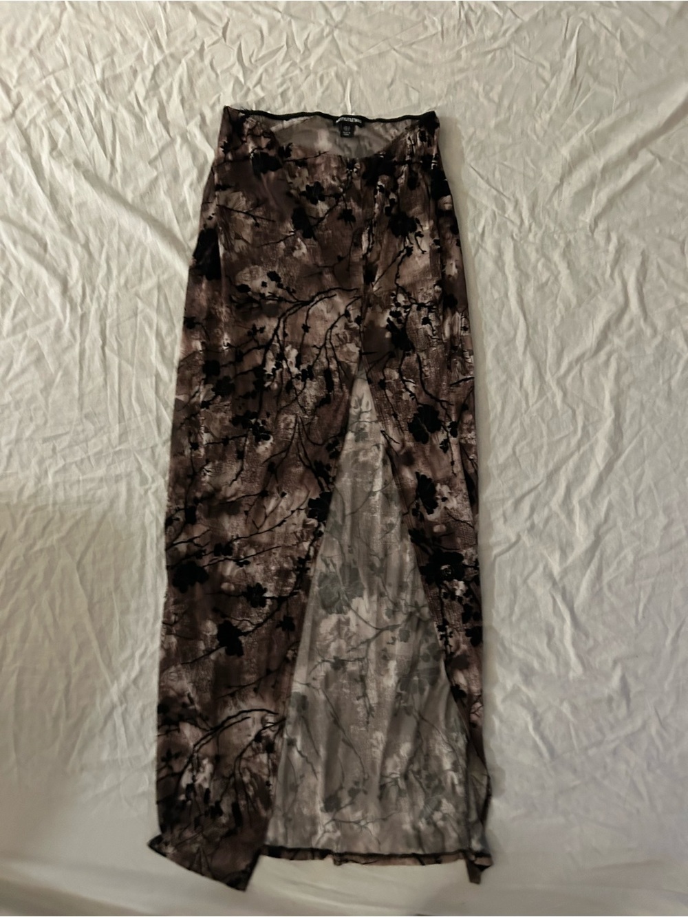PrettyLittleThing Brown Floral Sheer Maxi Skirt